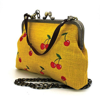 Kiss Lock Embroidered Cherry Bag - Sincerely Betty