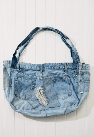 Recycled Patchwork Denim Large Tote - Sincerely Betty