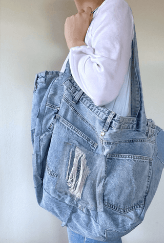 Recycled Patchwork Denim Large Tote - Sincerely Betty