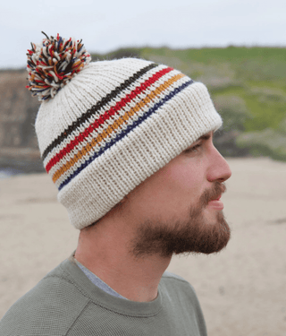 Retro Stripe Unisex Pom Pom Knit Hat - FINAL SALE - Sincerely Betty
