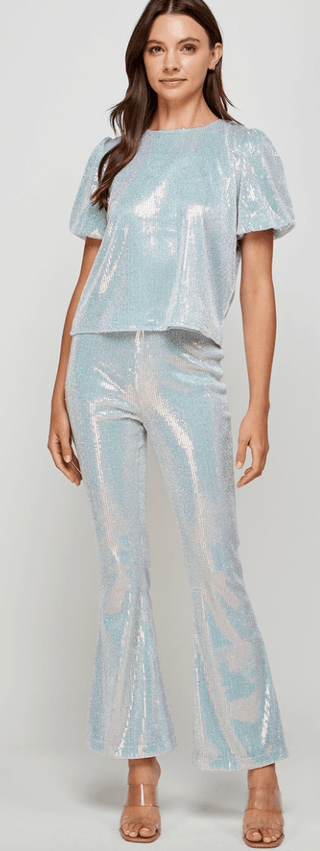 Silver Sequin Puff Sleeve Top - FINAL SALE - Sincerely Betty