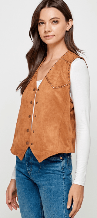 Studded Faux Suede Vest–FINAL SALE - Sincerely Betty